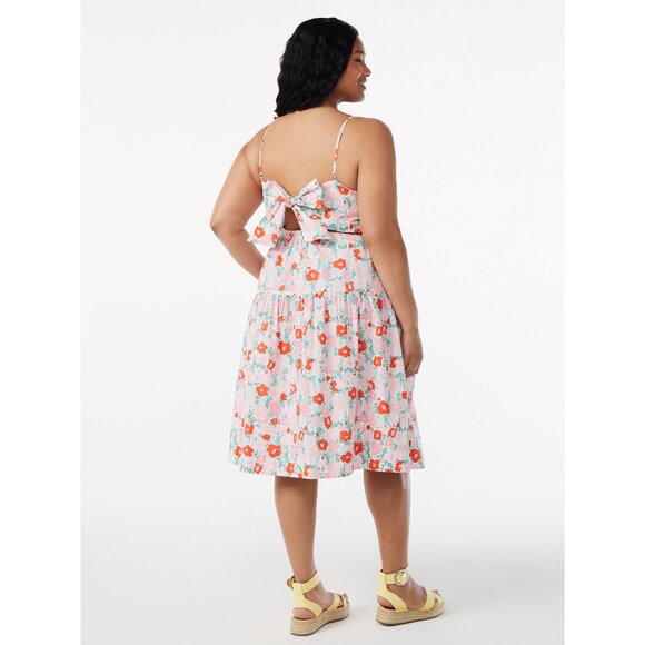 Free Assembly Women's Floral Tiered Midi Dress with Tie Back Size XXL - Picture 2 of 15